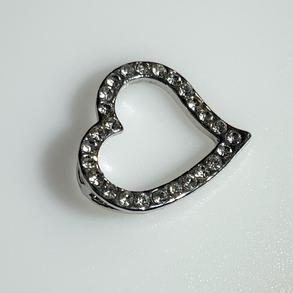 Silvertone Rhinestone Heart Pendant - Picture 3 of 15